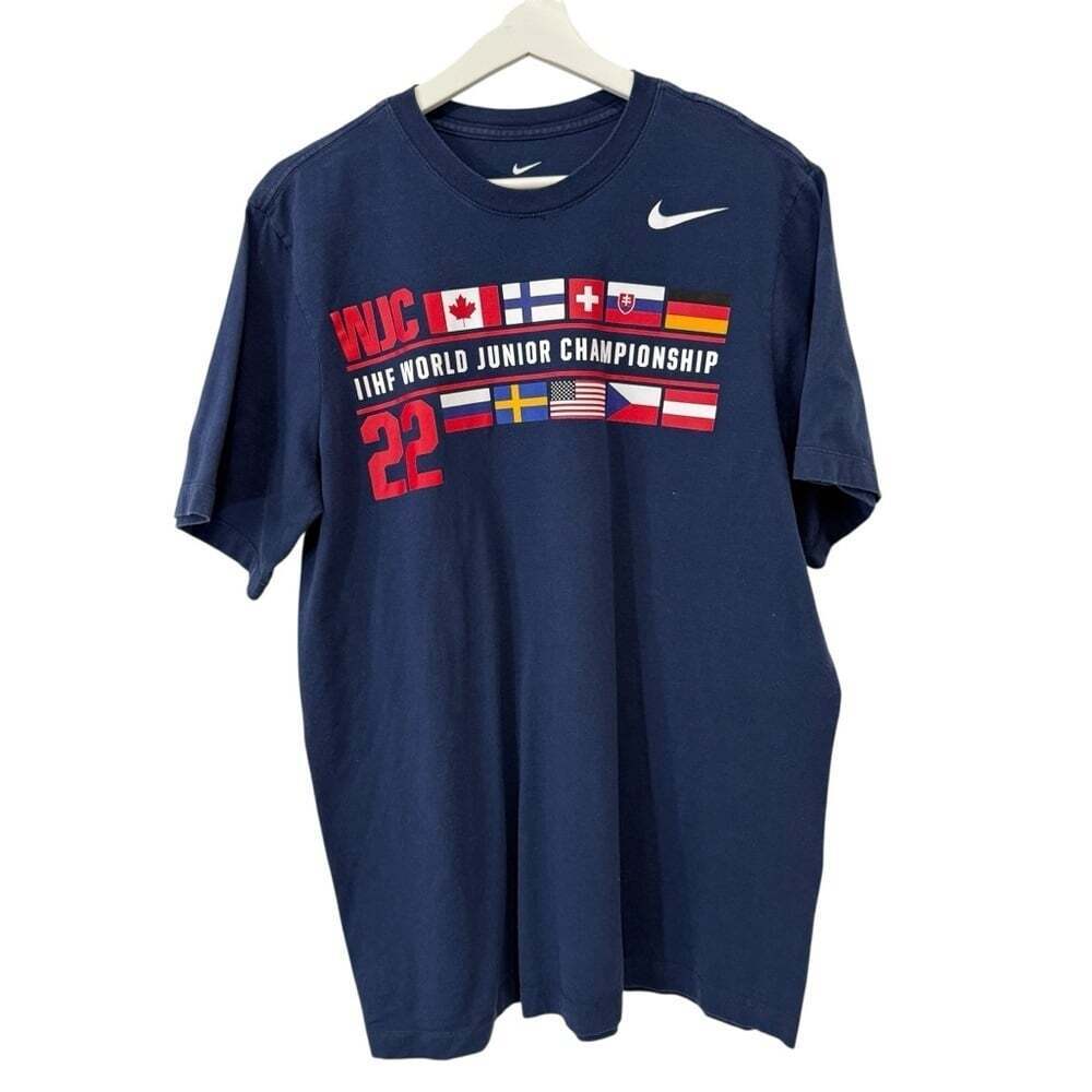 Mens Nike Navy 2022 IIHF World Junior Championship Core T Shirt Size L - Cotton